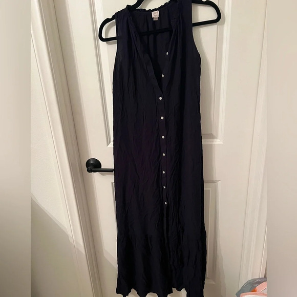 Small Loft Beach Rayon button down navy maxi dress - Picture 3 of 9